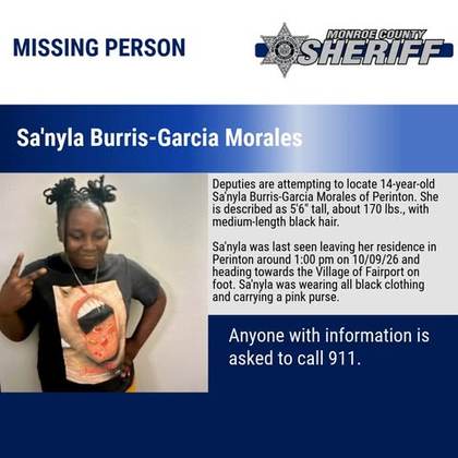 Missing person flyer for Sa'nyla Burris-Garcia Morales