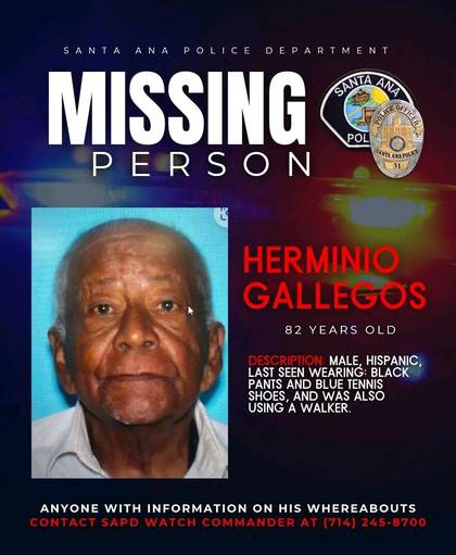Found safe flyer for Herminio Gallegos