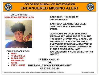 Missing person flyer for Sebastian Medina Lazo