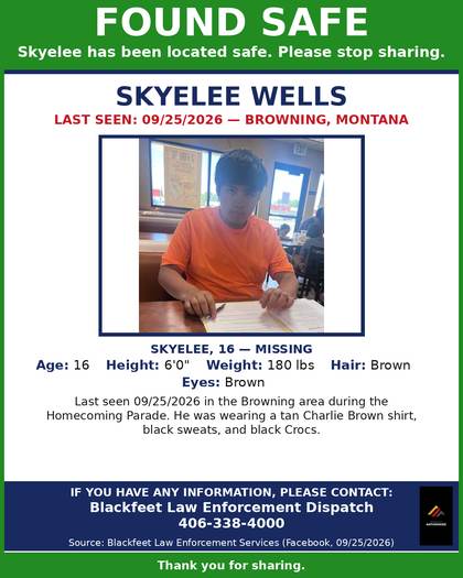 Found safe flyer for Skyelee Wells