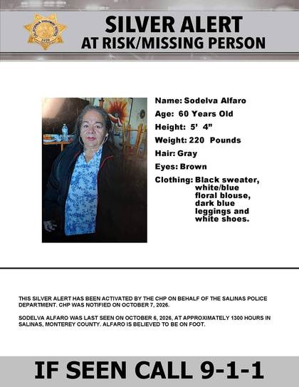 Missing person flyer for Sodelva Alfaro