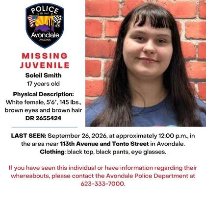 Missing person flyer for Soleil Smith