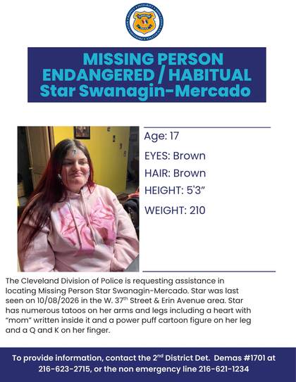 Missing person flyer for Star Swanagin-Mercado