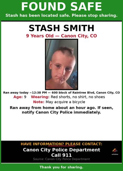 Found safe flyer for Stash Smith