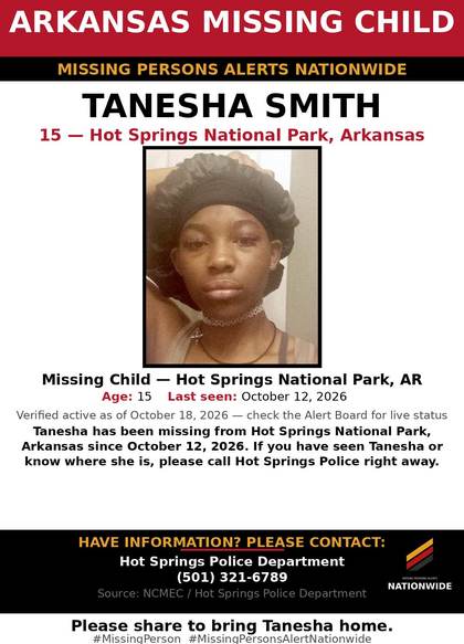 Missing person flyer for Tanesha Smith