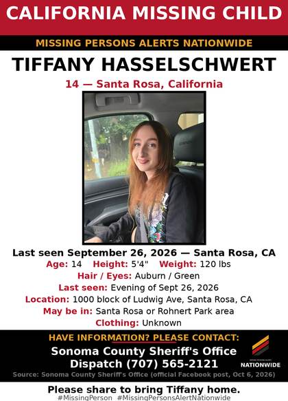 Missing person flyer for Tiffany Hasselschwert