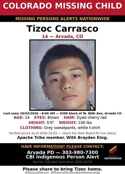Missing person flyer for Tizoc Carrasco