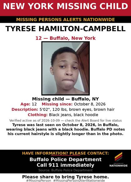 Missing person flyer for Tyrese Hamilton-Campbell