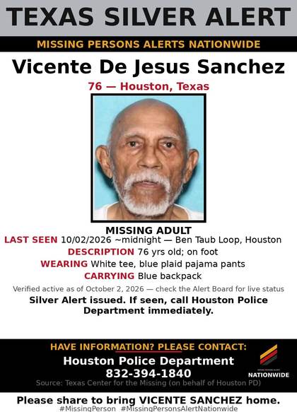 Missing person flyer for Vicente De Jesus Sanchez