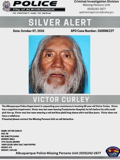 Missing person flyer for Victor Curley