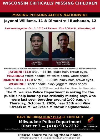 Missing person flyer for Dimontrell Buchanan