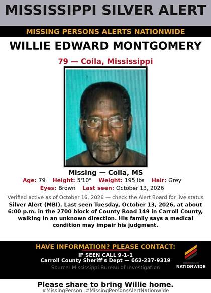 Missing person flyer for Willie Edward Montgomery