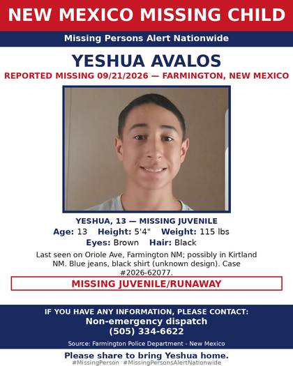 Missing person flyer for Yeshua Avalos
