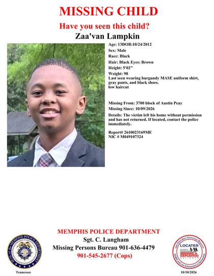 Missing person flyer for Zaa'van Lampkin