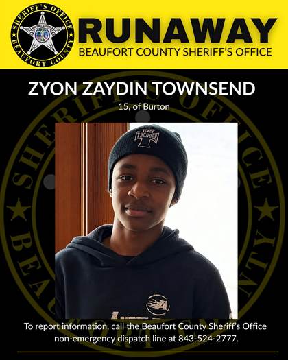Missing person flyer for Zyon Zaydin Townsend